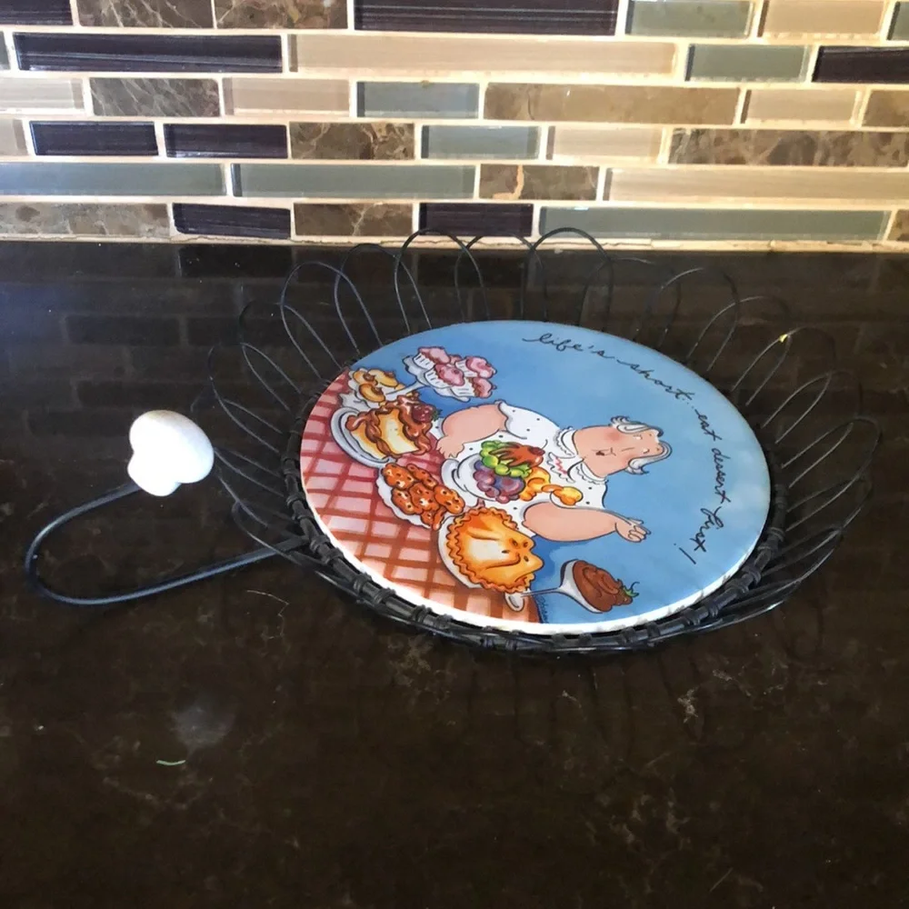 Tracey Flickinger kitchen towel hanger‎ LIFE’S SHORT…EAT DESSERT FIRST